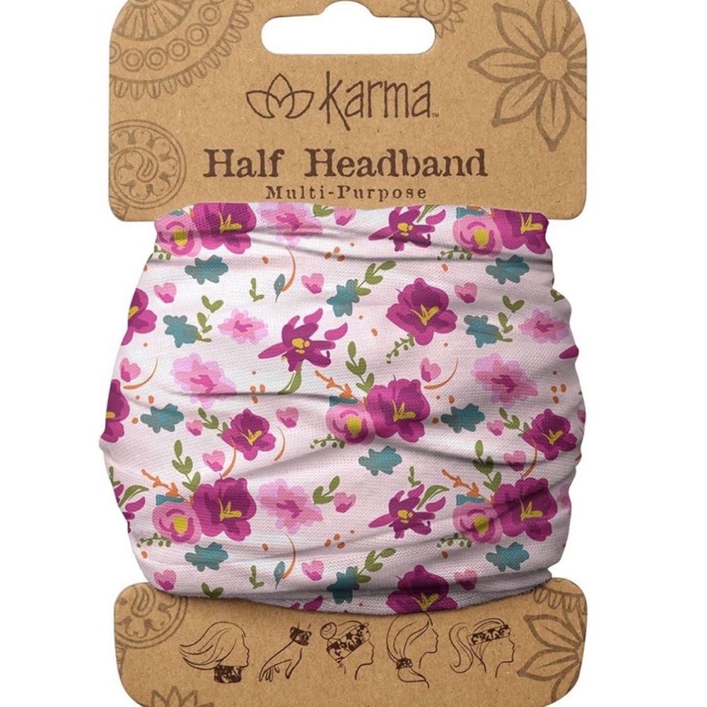 Karma Pink Floral Half Headband - #1026